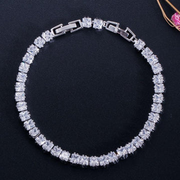 DELIGHTFUL High QualityPrincess Cut Sparkling Square AAA+ Cubic Zircon Simulated Diamonds Tennis Bracelets - The Jewellery Supermarket